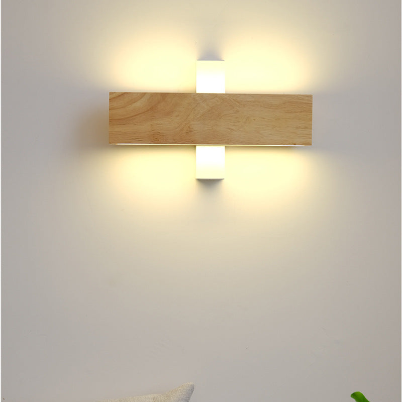 Rotatable Solid Wood LED Wall Lamp