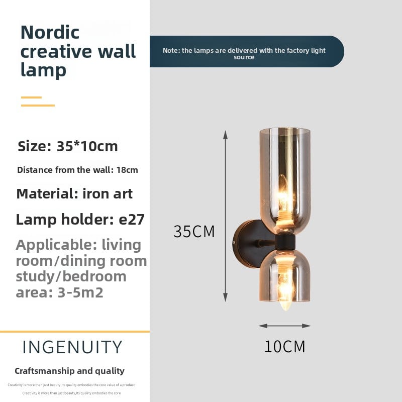 Nordic post-modern wall lamp retro wall lamp up and down lighting bedside lamp bed and breakfast hotel personalized wall lamp