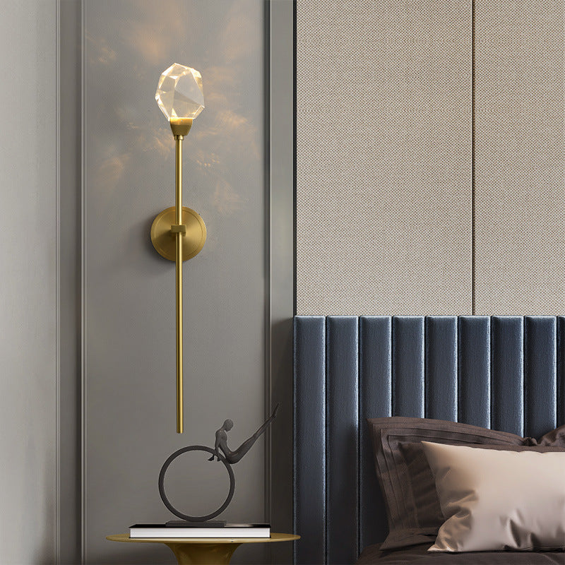 Designer Copper Crystal Wall Lamp with LED Light