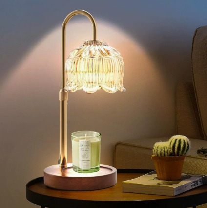Adjustable Timer Aromatherapy Wax Melt Lamp with Decorative Glass Shade
