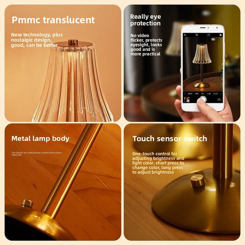 Antique bronze rechargeable desk lamp