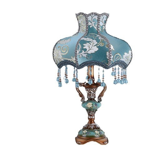 European Style Bedside Table Lamp with Fabric Shade